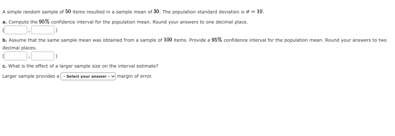 Solved A simple random sample of 50 ﻿items resulted in a | Chegg.com