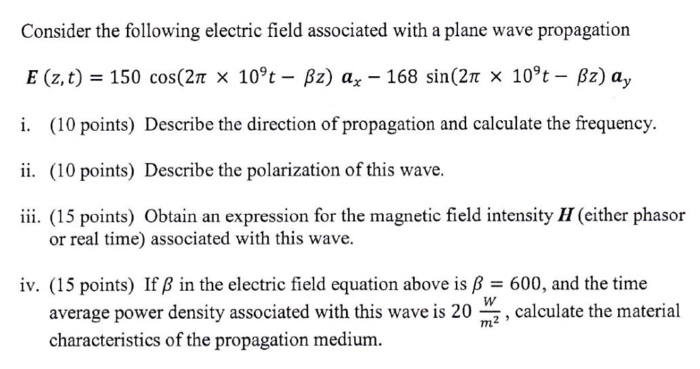 Solved Consider The Following Electric Field Associated W Chegg Com