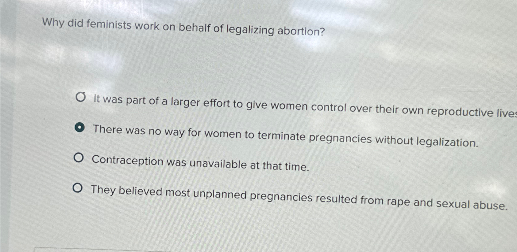 Solved Why Did Feminists Work On Behalf Of Legalizing | Chegg.com