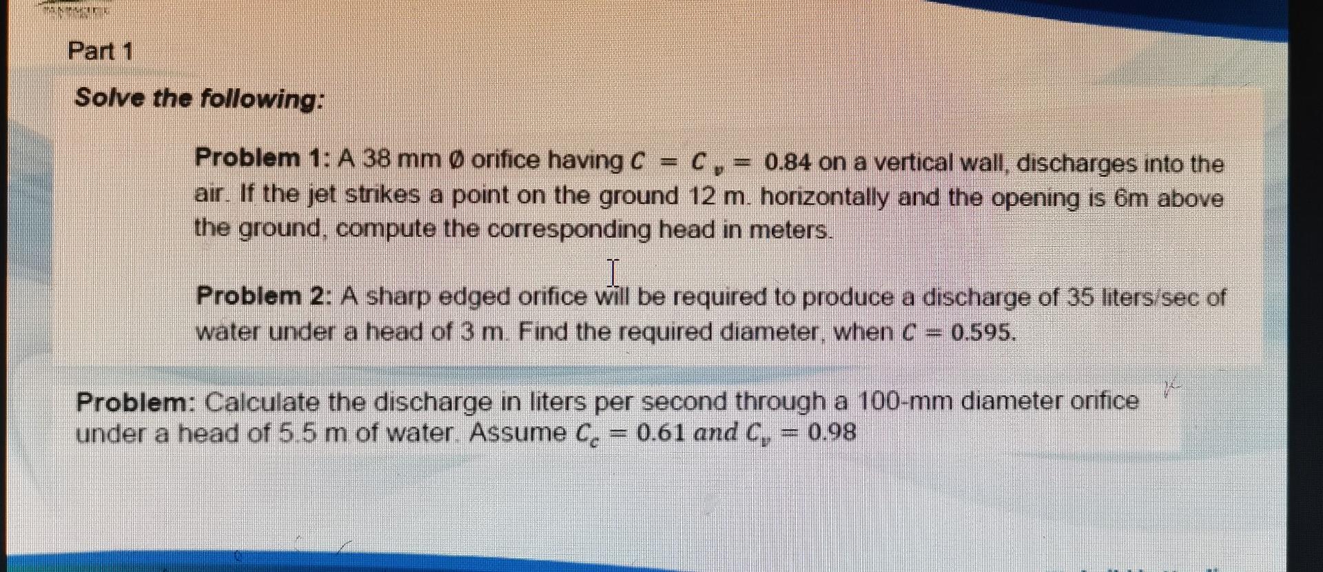 Solved NIK Part 1 Solve the following: Problem 1: A 38 mm Ø | Chegg.com