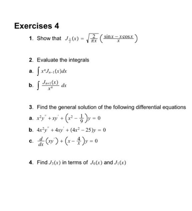 Solved Exercises 4 1 Show That J T A Sinx Rcosx 2 Chegg Com