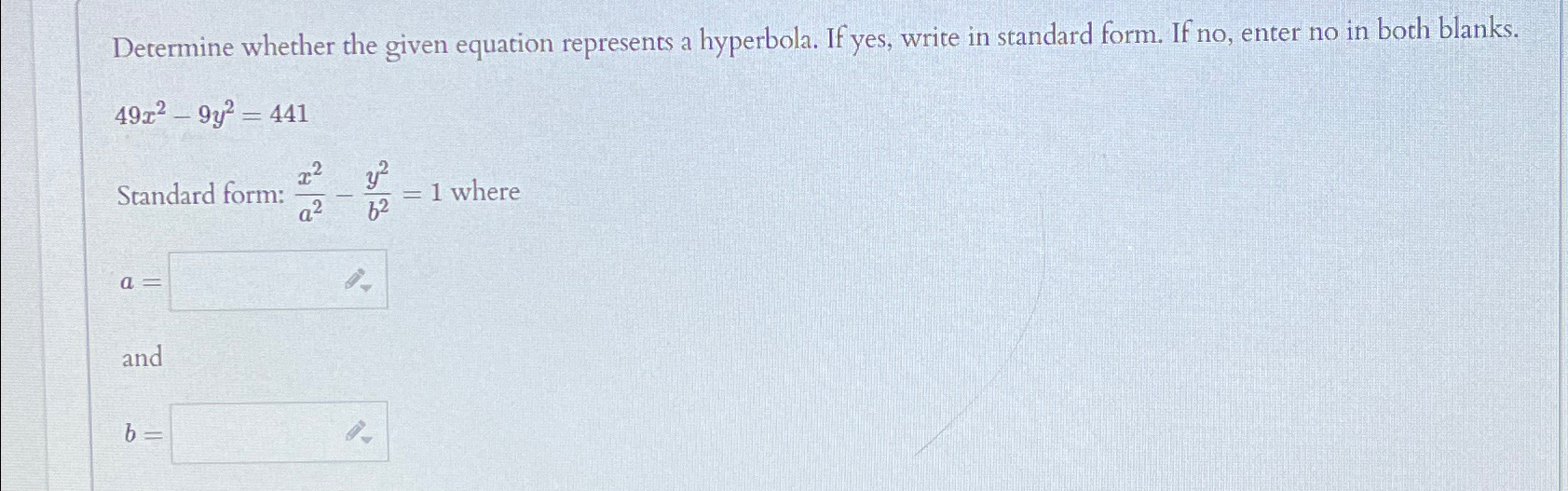 Solved Determine whether the given equation represents a | Chegg.com