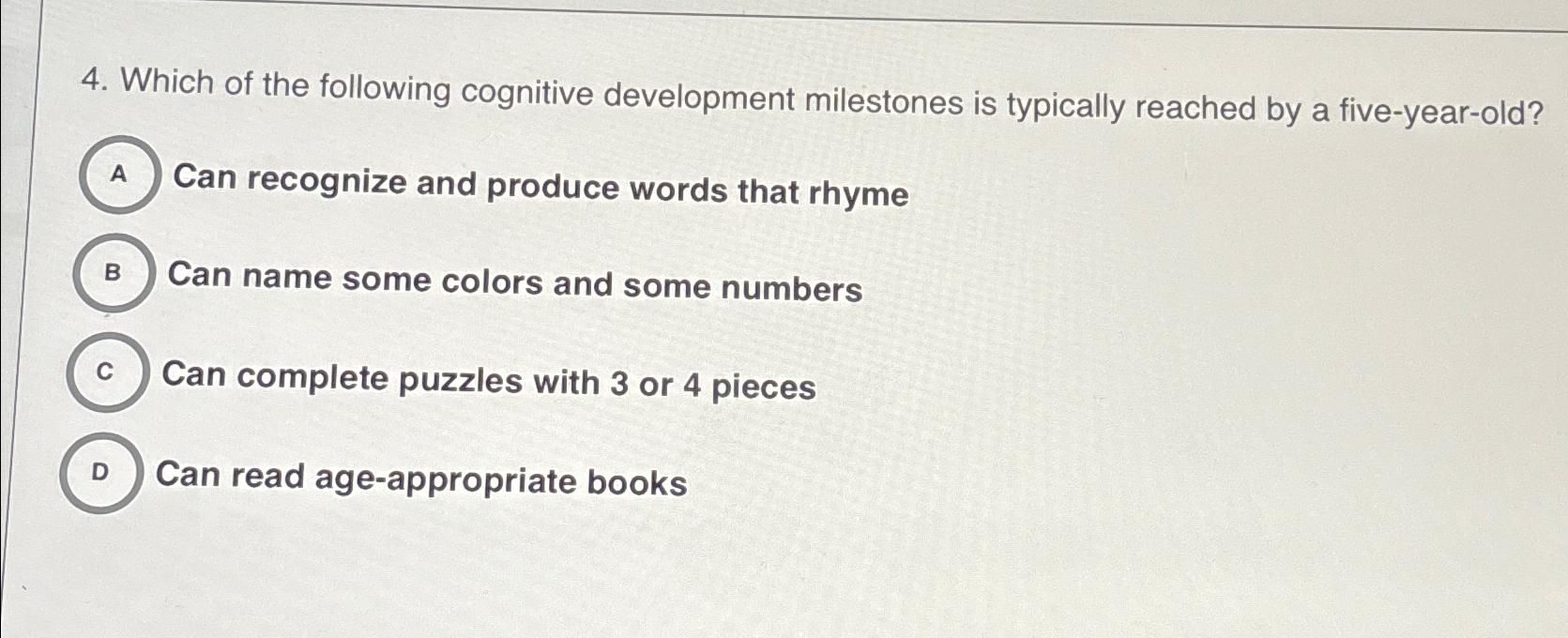 Cognitive cheap development milestones