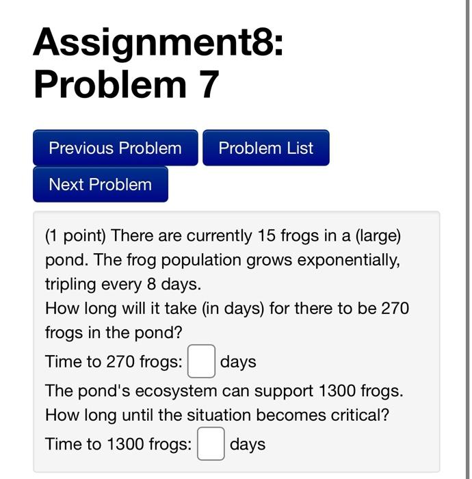 Solved Assignment8: Problem 5 Problem List Previous Problem | Chegg.com