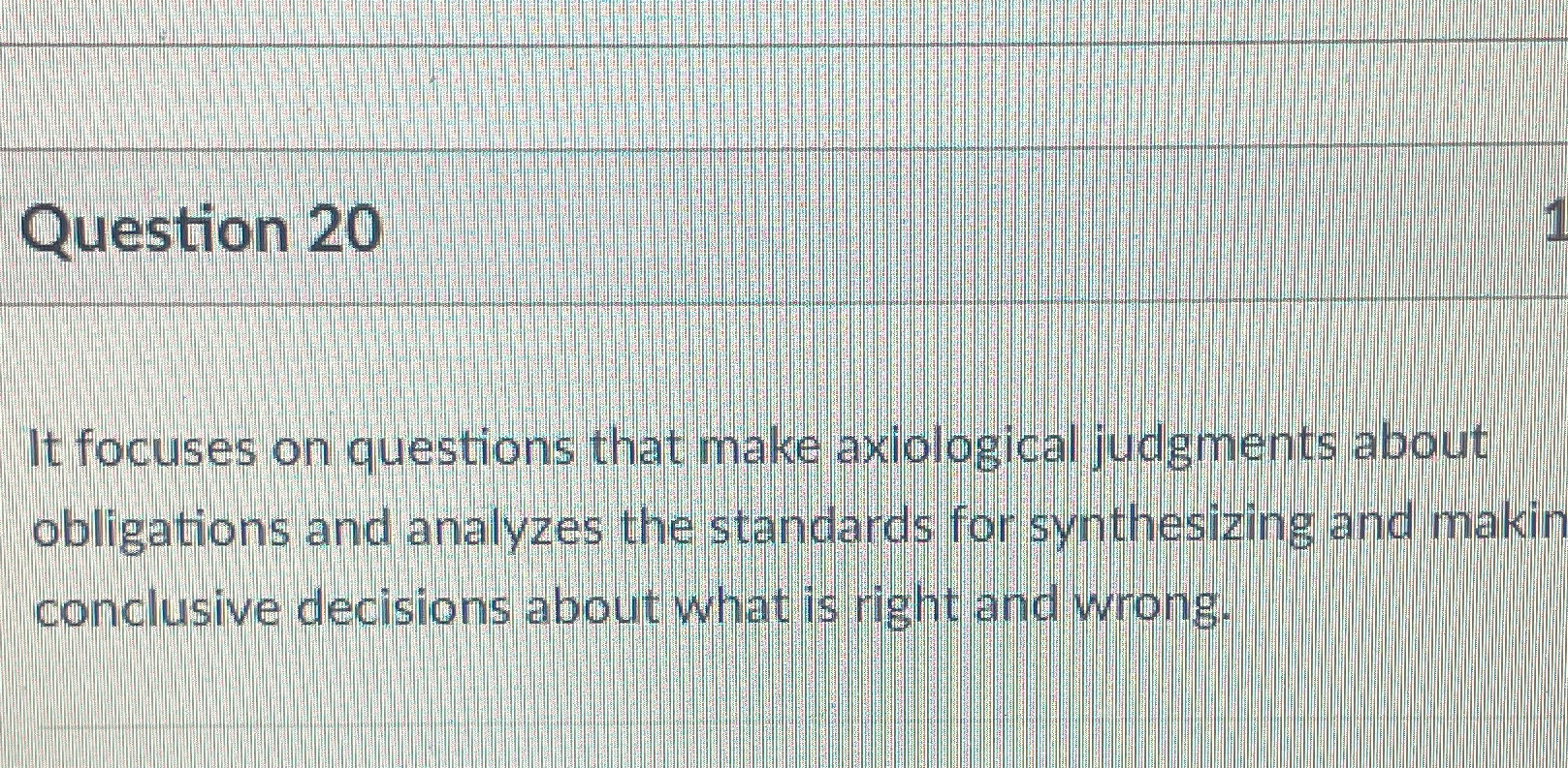 Solved Question 20It focuses on questions that make | Chegg.com