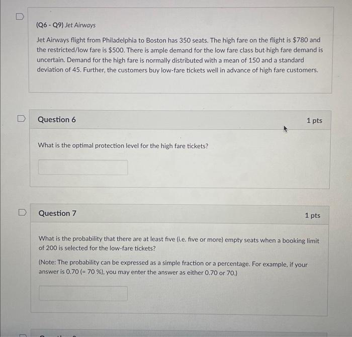 Solved (Q6−Q9) Jet Airways Jet Airways flight from | Chegg.com