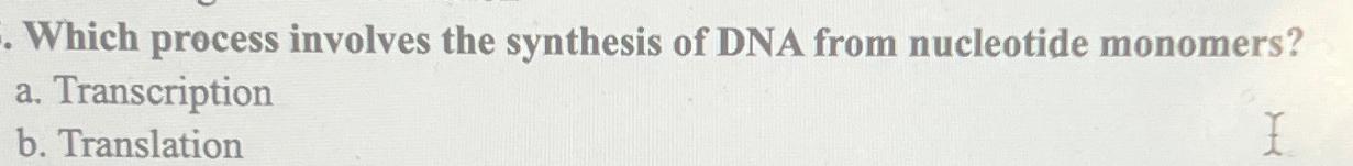 Solved Which process involves the synthesis of DNA from | Chegg.com