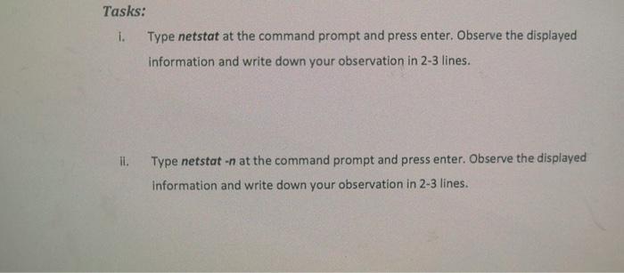 Solved Tasks: 1. Type ping at the command prompt and press | Chegg.com