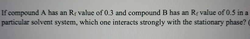 Solved If compound A has an Rf value of 0.3 and compound B | Chegg.com