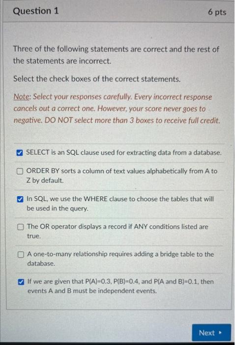 Solved Question 1 6 pts Three of the following statements | Chegg.com