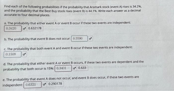 Solved Find Each Of The Following Probabilities If The | Chegg.com