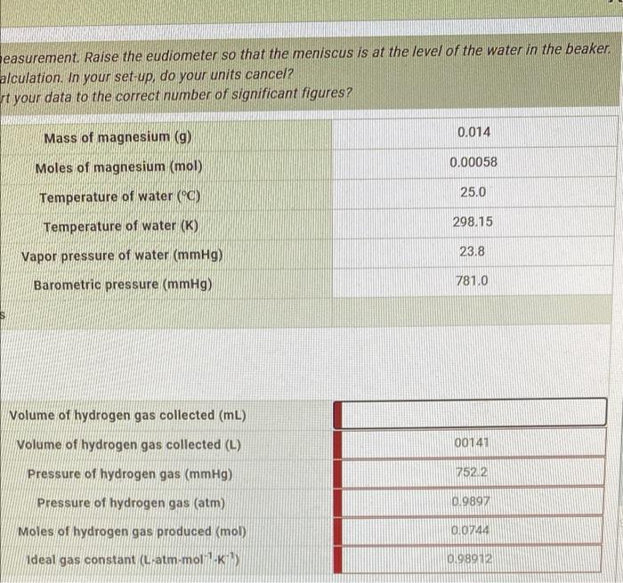 Solved I Need Help Finding The Volume Of Hydrogen Gas