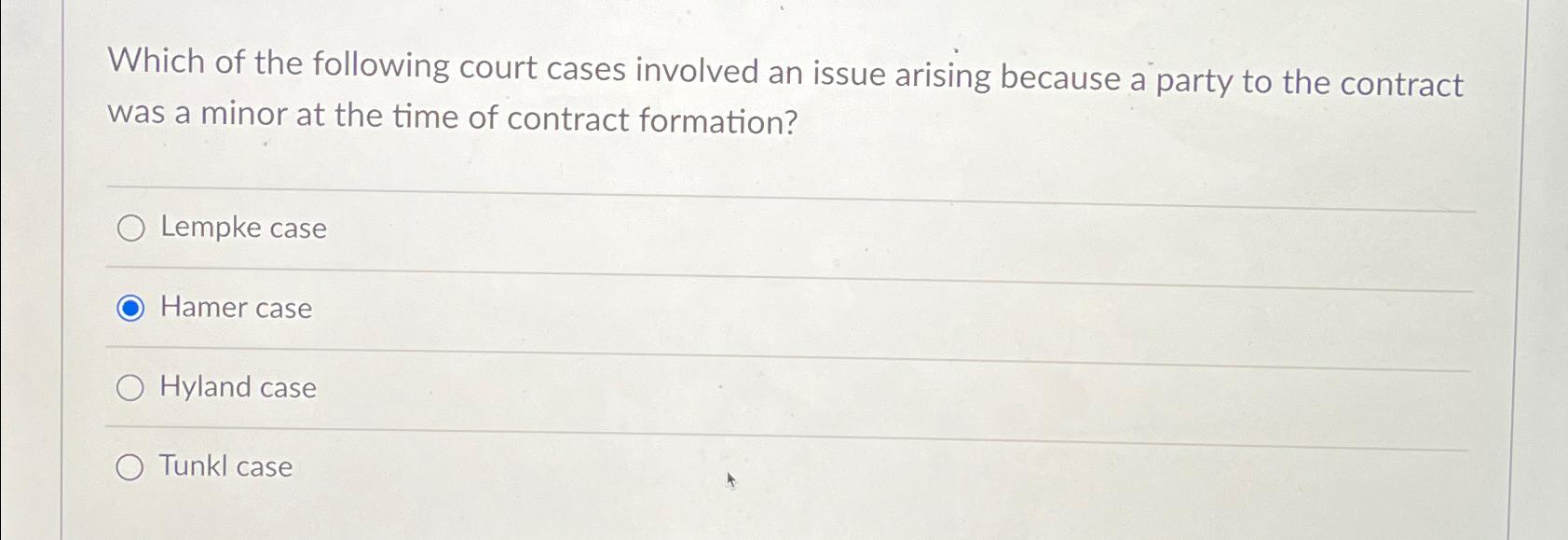 Solved Which of the following court cases involved an issue | Chegg.com