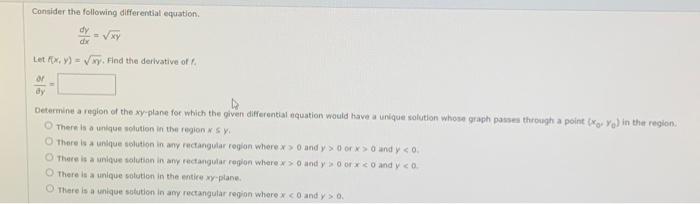 Solved Consider the following differential equation. dx Let | Chegg.com