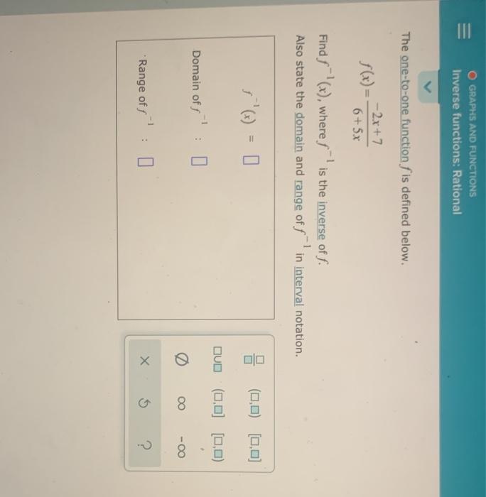 Solved O GRAPHS AND FUNCTIONS Inverse functions: Rational | Chegg.com