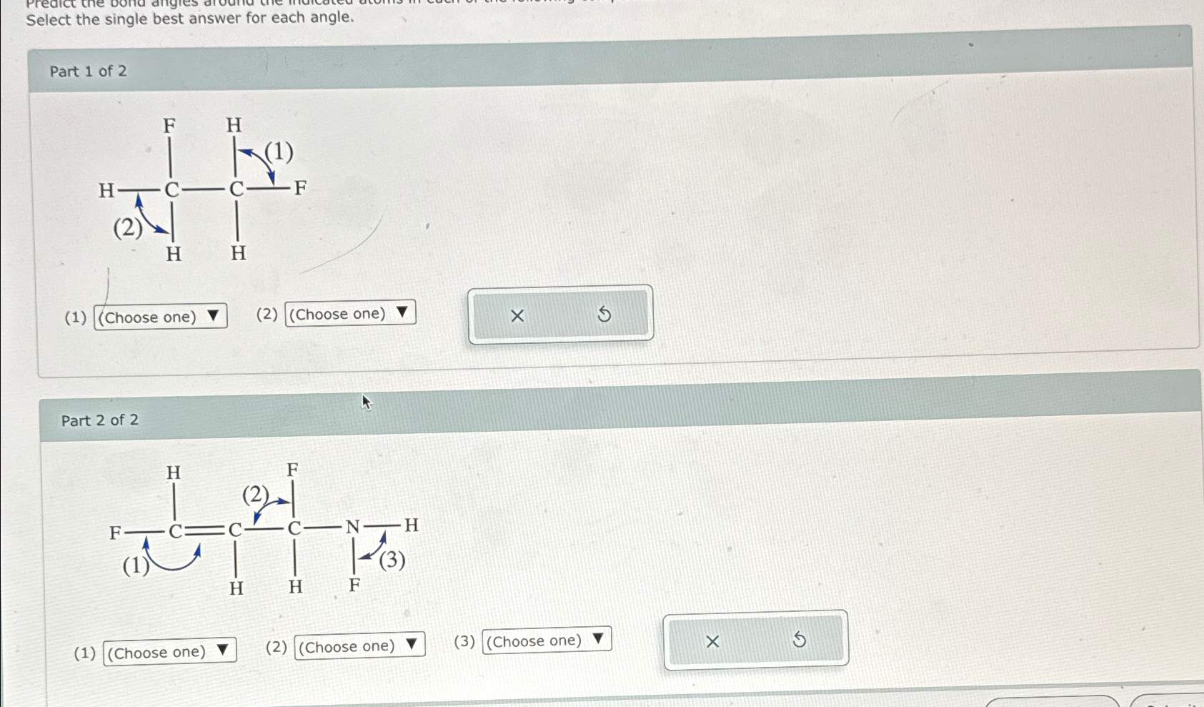 Select the single best answer for each angle.Part 1 | Chegg.com