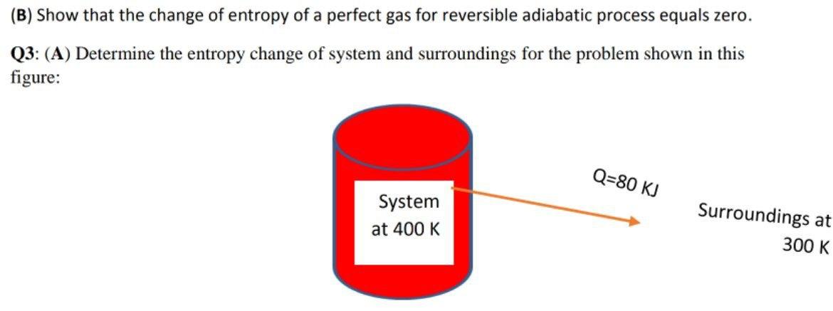Solved (B) Show that the change of entropy of a perfect gas | Chegg.com