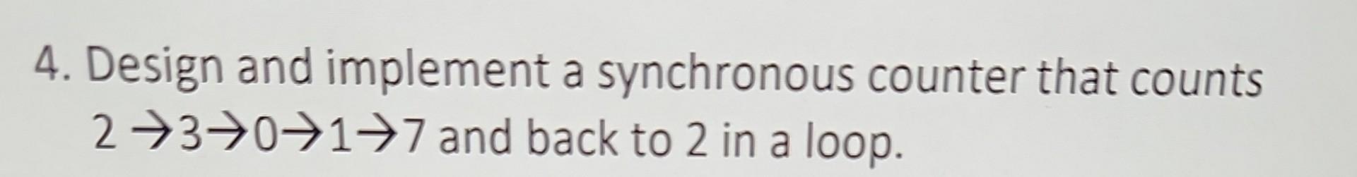 Solved 4. Design And Implement A Synchronous Counter That | Chegg.com