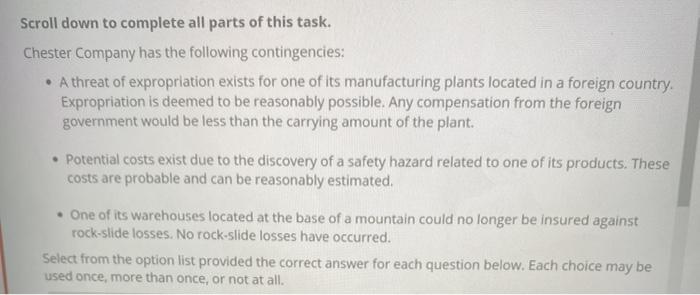 Solved Scroll down to complete all parts of this task. | Chegg.com