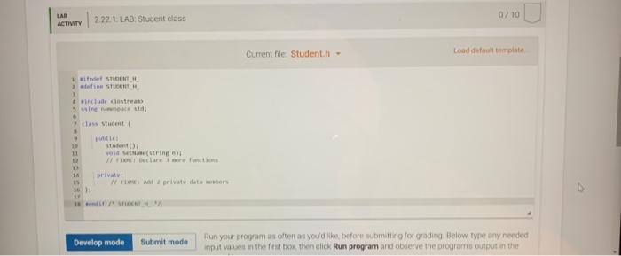 Solved 2.22 LAB: Student class In the Student.cpp file and | Chegg.com