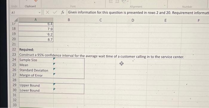 Solved A manager of a service call center wants to estimate | Chegg.com