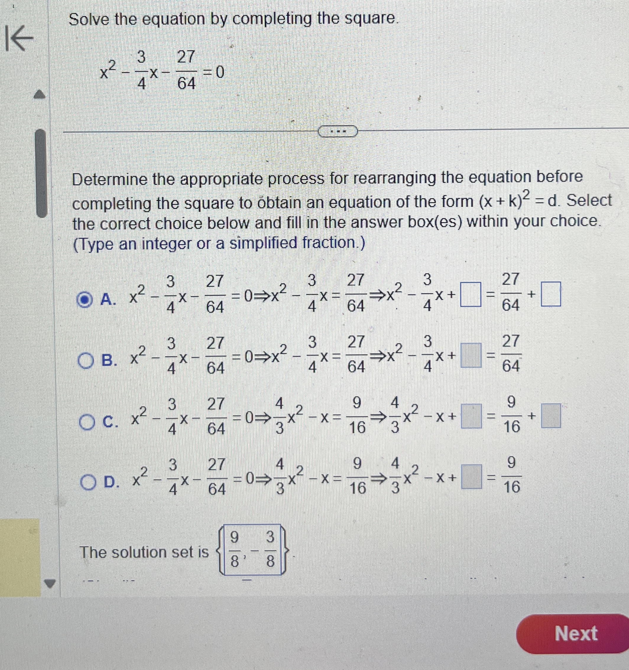 Solved Solve the equation by completing the | Chegg.com