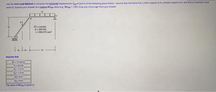 Solved Use the Unit Load Method to compute the horizontal | Chegg.com