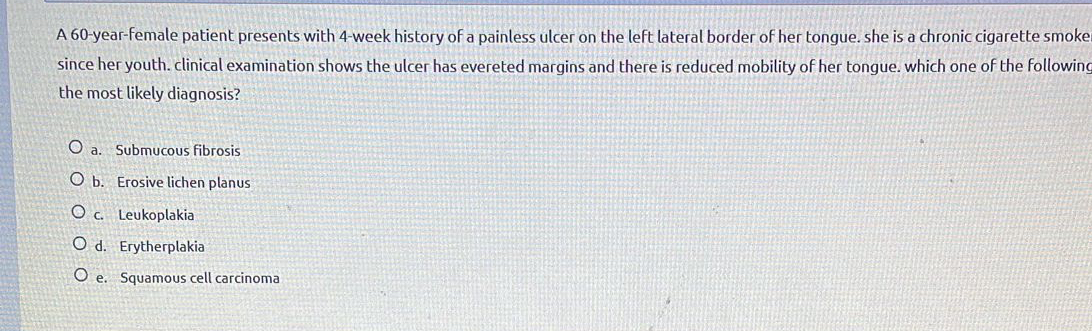 Solved A 60 -year-female patient presents with 4 -week | Chegg.com