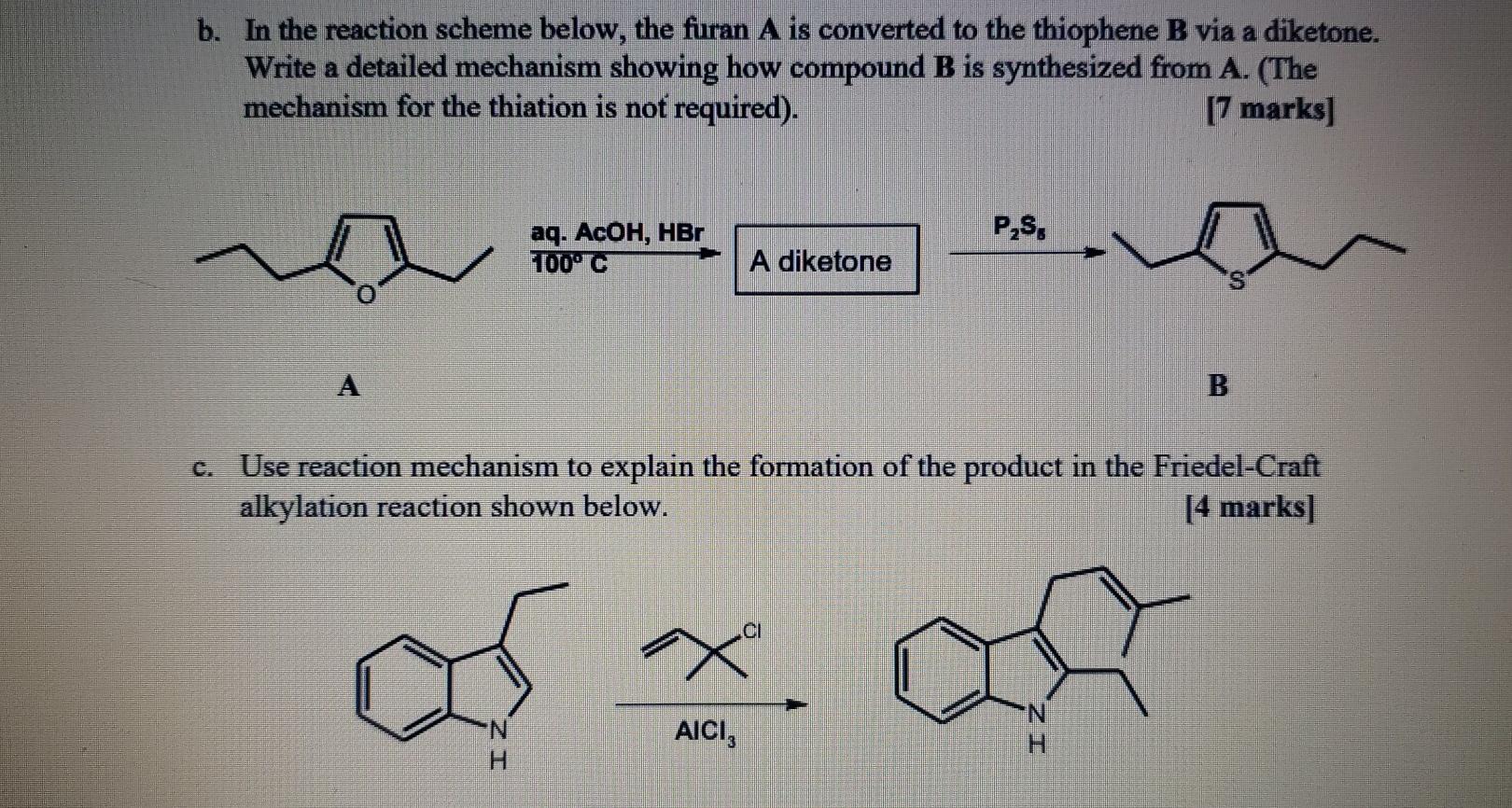 Solved b. In the reaction scheme below, the furan A is | Chegg.com