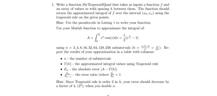 Solved 2. Write a function MySimpsonQuad that takes as | Chegg.com
