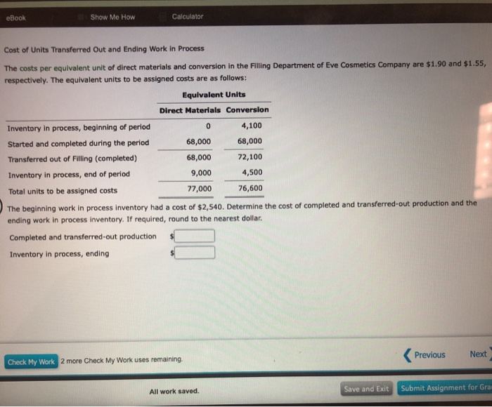 Solved eBook Show Me How Calculator Cost of Units | Chegg.com
