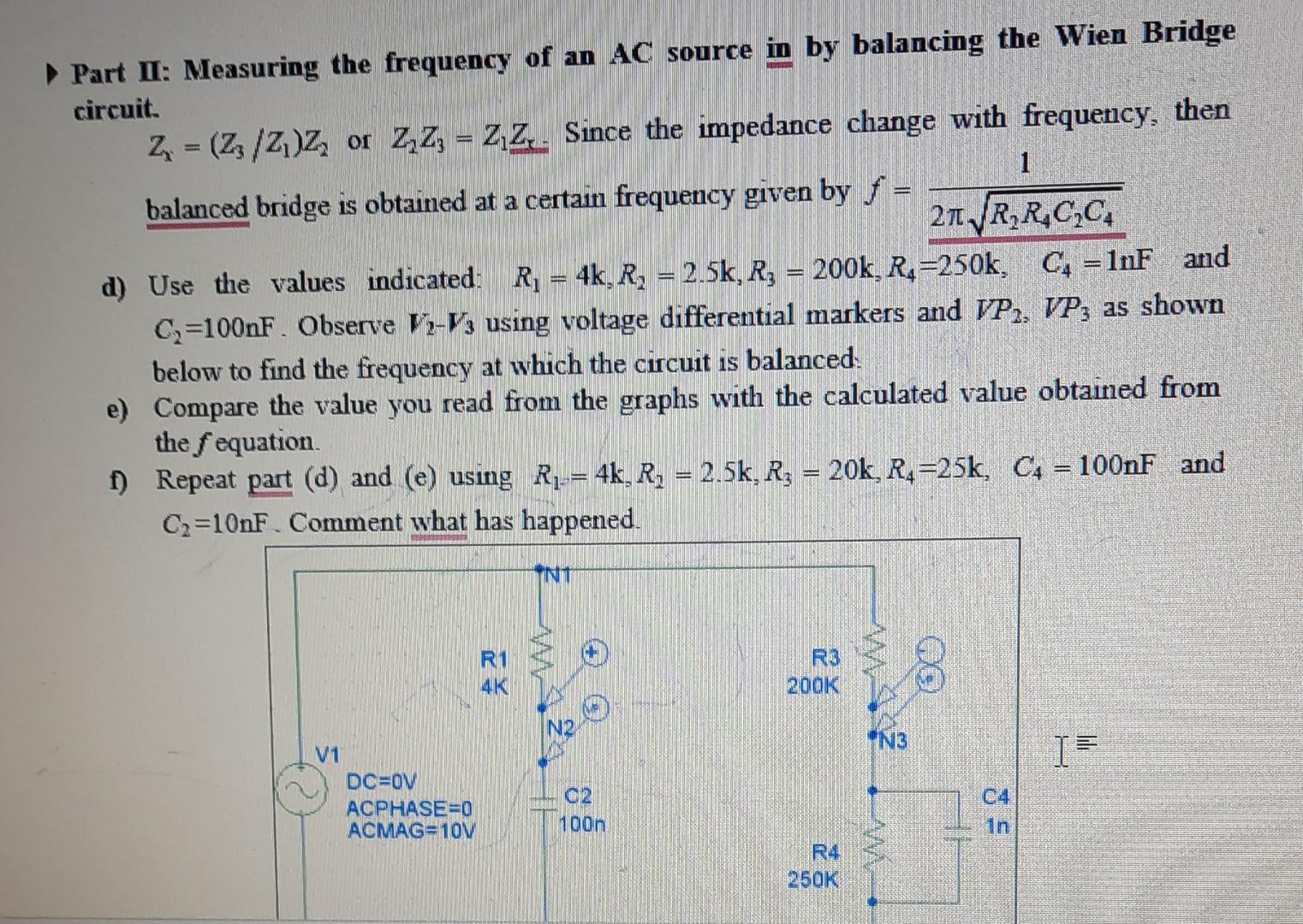 Solved Part II: Measuring the frequency of an AC source in | Chegg.com