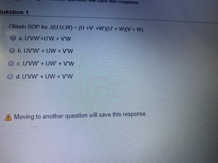 Ave This Response Question 1 Obtain Sop For J U U W Chegg Com