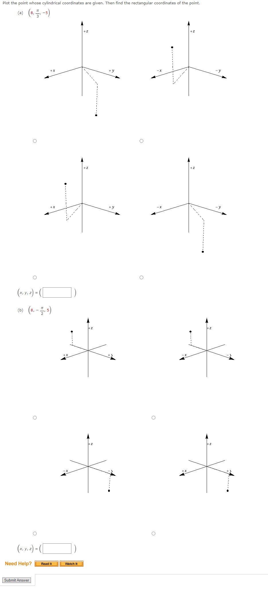 Solved Plot the point whose cylindrical coordinates are | Chegg.com