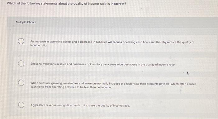 Solved Which of the following statements about the quality | Chegg.com