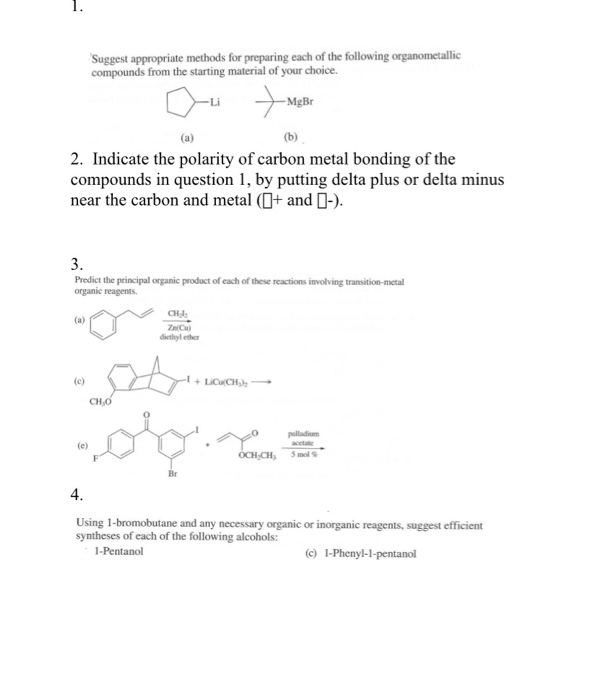 Solved Suggest appropriate methods for preparing each of the