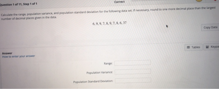 Solved Question 1 of 11, Step 1 of 1 Correct Calculate the | Chegg.com