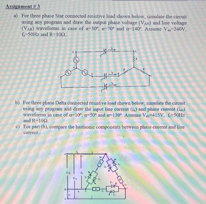 Solved Assignment #3 a) For three phase Star connected | Chegg.com