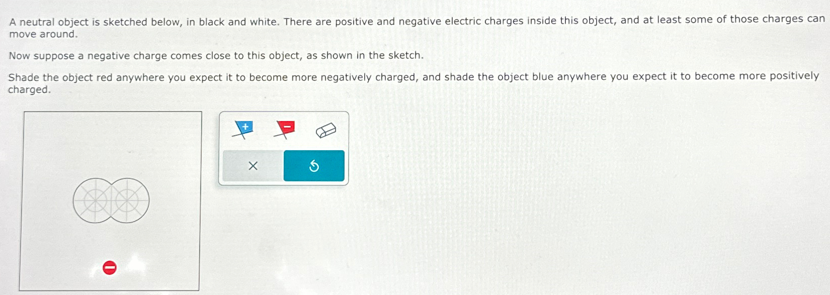 Solved A neutral object is sketched below, in black and | Chegg.com