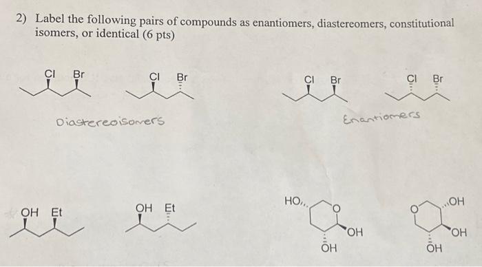Solved Label the following pairs of compounds as | Chegg.com