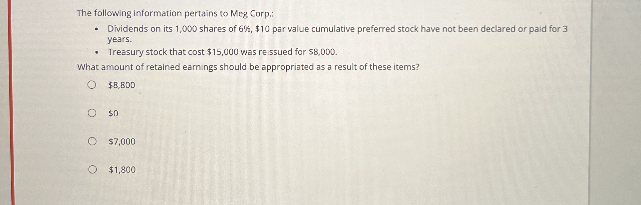 Solved The following information pertains to Meg | Chegg.com