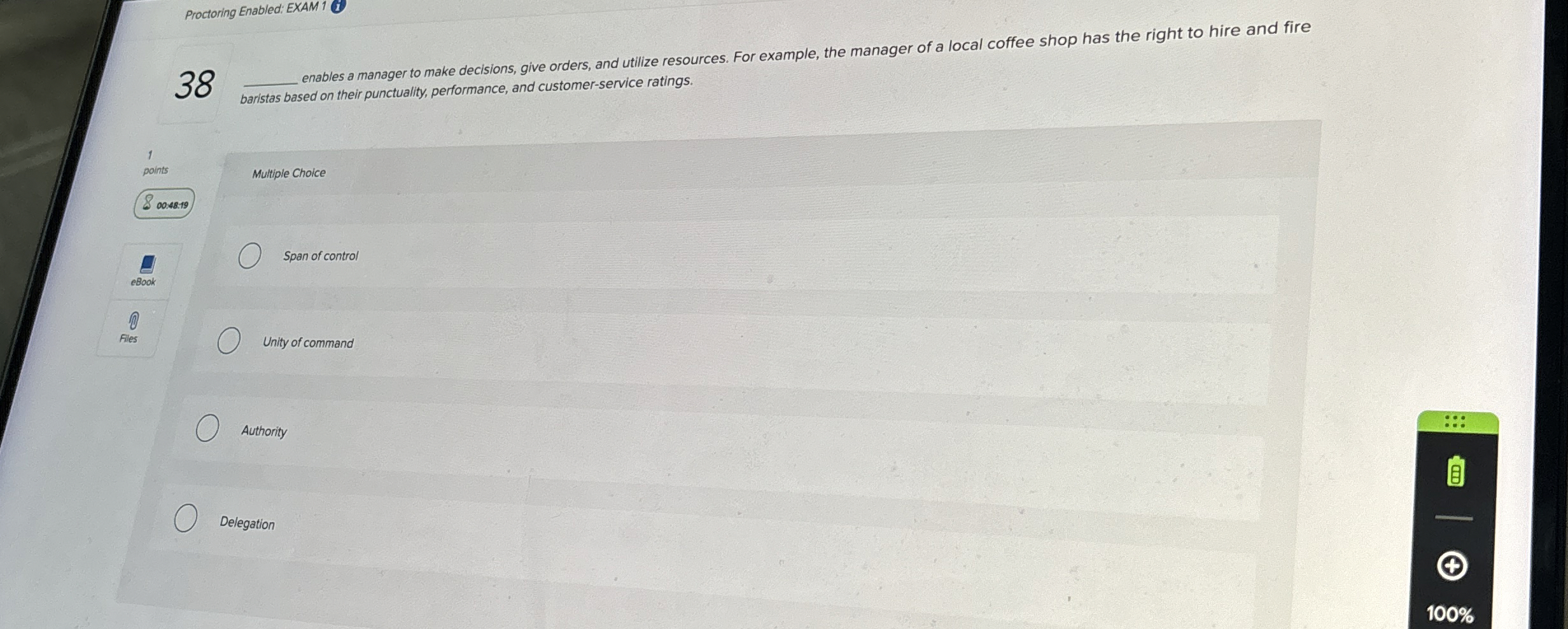 Solved 38enables a manager to make decisions, give orders, | Chegg.com