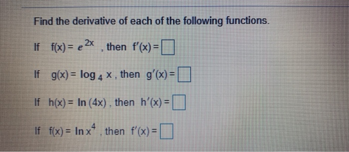Solved Find the derivative of each of the following | Chegg.com