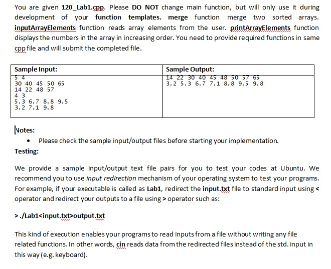Solved You are given 120_Lab1.cpp. Please DO NOT change main | Chegg.com