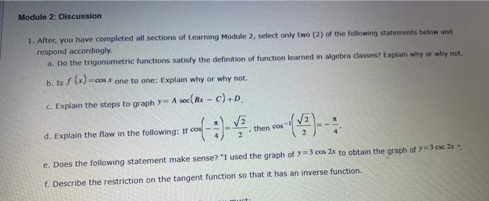 Solved Module 2: Discussion 1. After you have completed all | Chegg.com