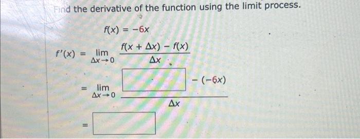 Solved Find the derivative of the function using the limit | Chegg.com