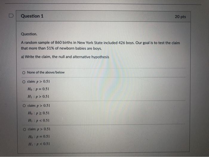Solved Question 1 20 pts Question. A random sample of 860 | Chegg.com
