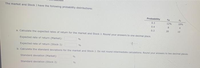 Solved The Market And Stock ) Have The Following Probability | Chegg.com