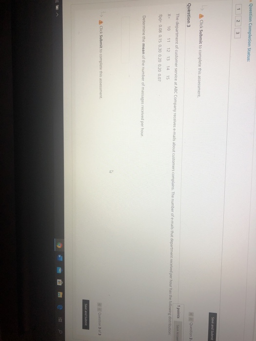 Solved Question Completion Status: 1 2. 3 Click Submit to | Chegg.com