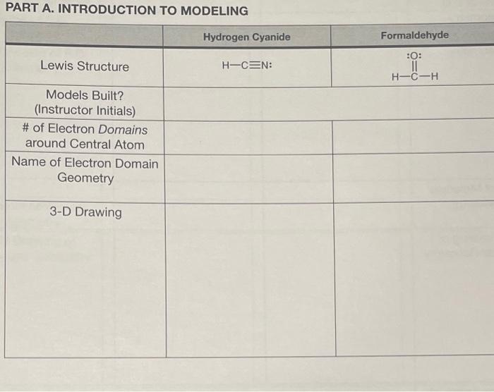 Solved PART A. INTRODUCTION TO MODELING Hydrogen Cyanide | Chegg.com